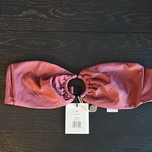 Onia Maroon Ribbed Luna Bandeau Top